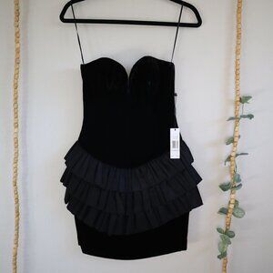 NWT Retro Vicky Tiel Velvet Peplum Black Mini Dress Size 0